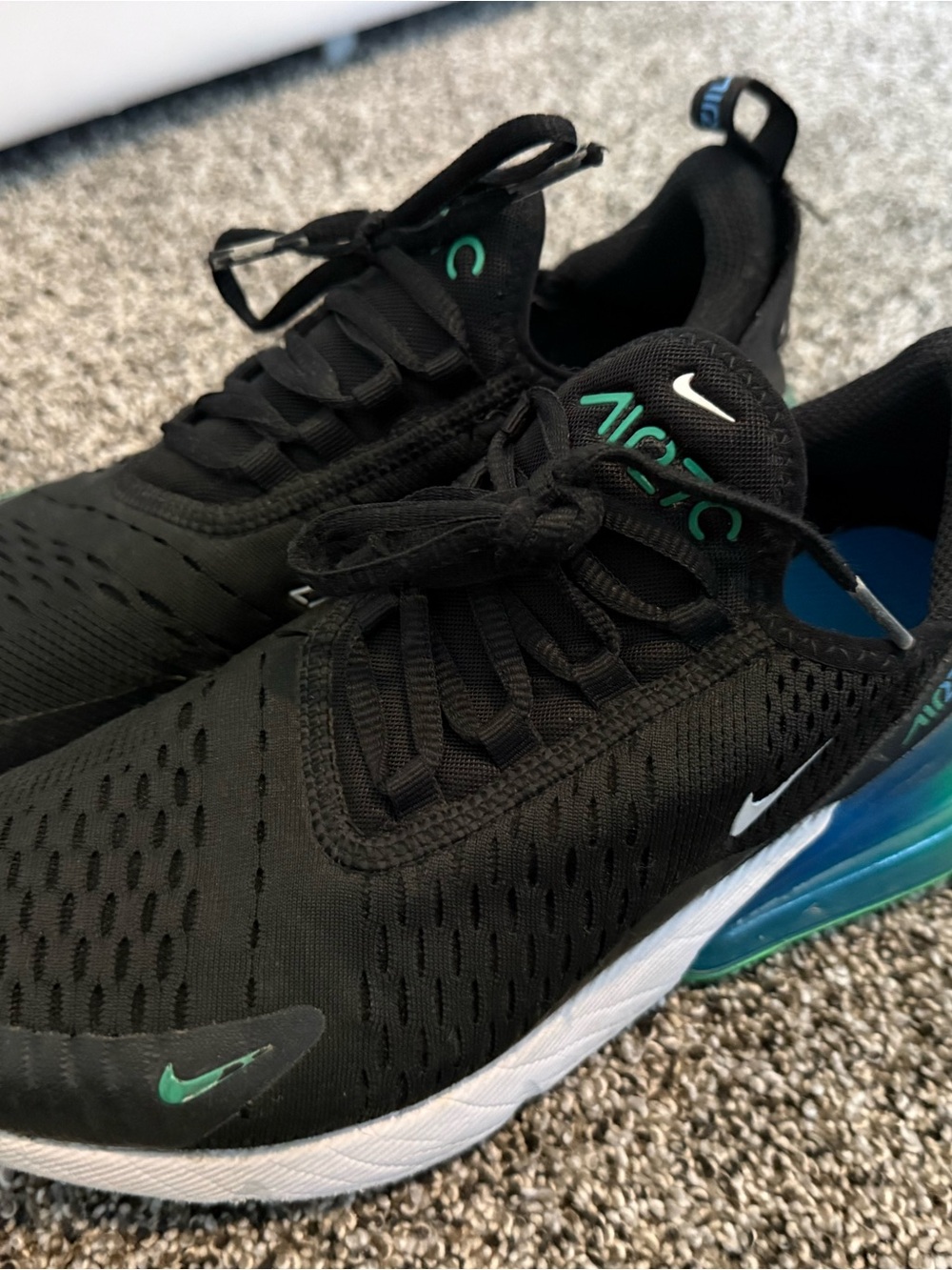 Size 6 Youth Nike Black Athletic Sneakers with Teal Accents